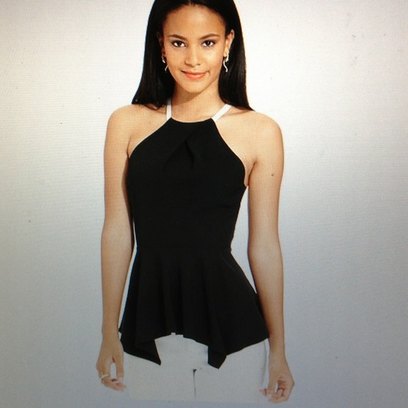 RACHEL Roy Black Peplum backless Tank. NWT!