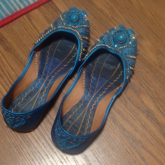 Gorgeous Blue Jewelled Flats