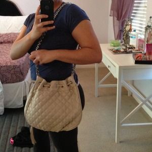 Beige ZARA LEATHER sidebag