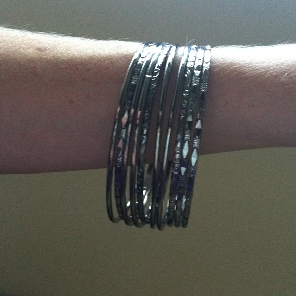 Dark silver bangles