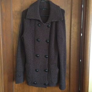 MODA international Brown Button Up Sweater