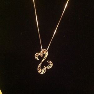 Open heart necklace w diamonds 925 silver
