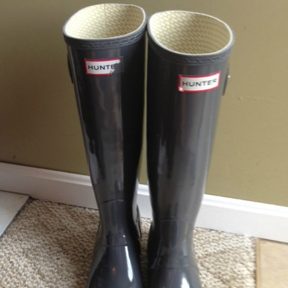 Hunter original tall gloss graphite grey sz10 boot
