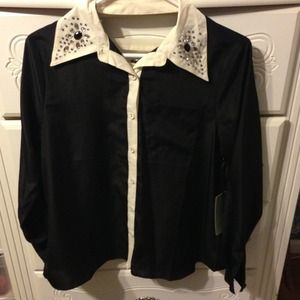 Woven shirt/lslv, black/winter white