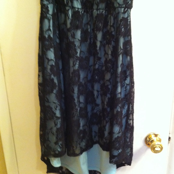 Mint and black lace high low dress - Picture 2 of 4