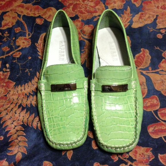 Ralph Lauren Lime Green Alligator print leather