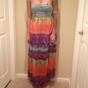 jean/tye dye maxi dress with slit