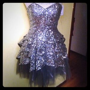 Silver sequence Homecoming dress