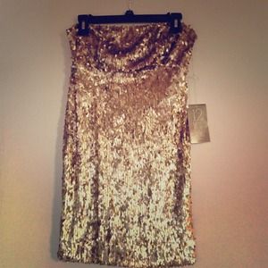 Sparkle&Fade gold sequenced cocktail dress. NWT
