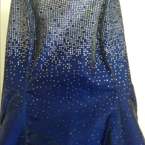 REDUCED Navy Blue & Silver Prom Formal Dress XS - Picture 2 of 4