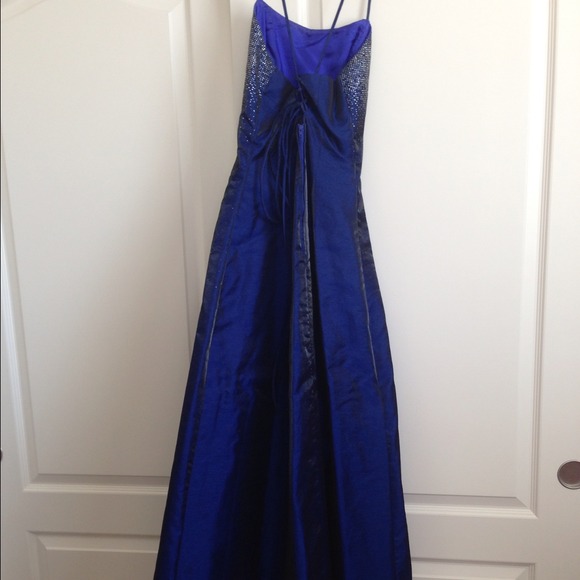 REDUCED Navy Blue & Silver Prom Formal Dress XS - Picture 3 of 4
