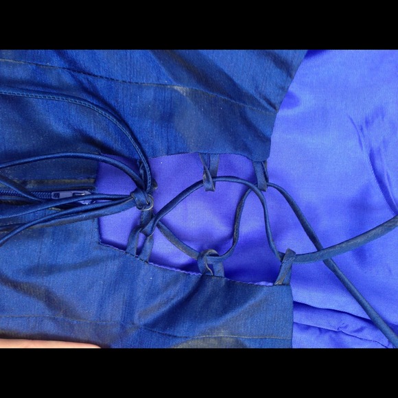 REDUCED Navy Blue & Silver Prom Formal Dress XS - Picture 4 of 4