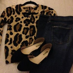 Cheetah button up cardigan.