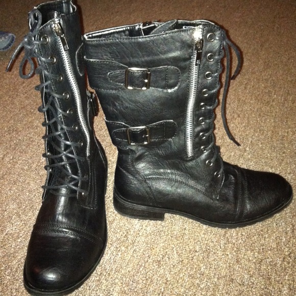 Black combat boots
