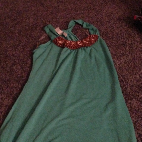 Teal beaded dress
