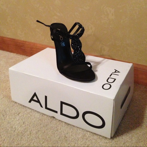 Black Aldo Kelsey Sequin Heel - Picture 2 of 5
