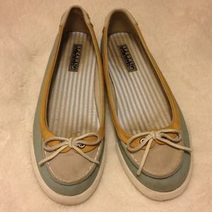 Blue and yellow Sperry Top-siders!