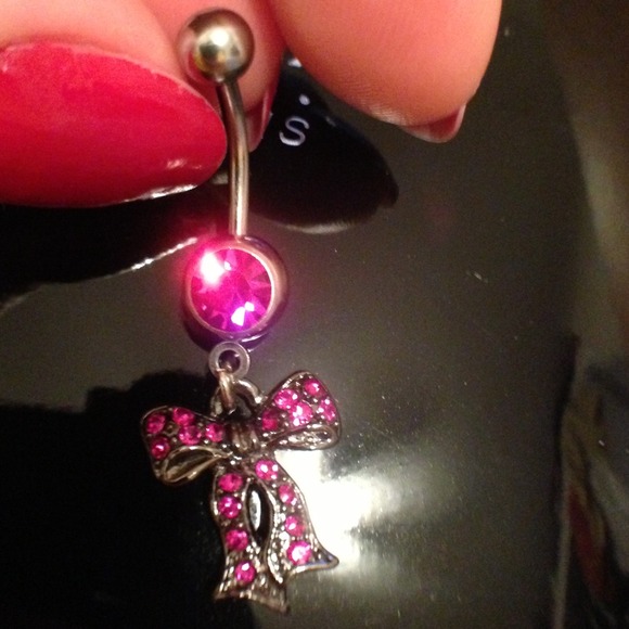 Belly piercing ring with hot pink Chrystal's NEW