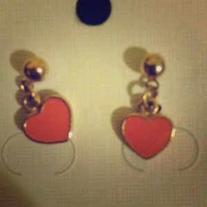 Orange heart earrings