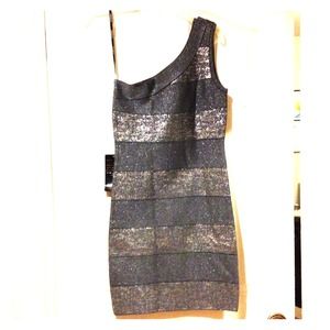 Sparkly Gray One Shoulder Dress