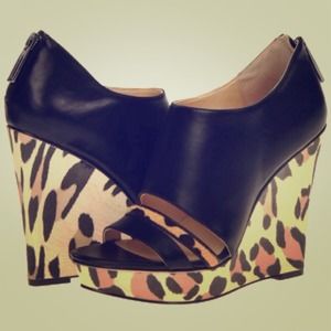 Calvin Klein Danette Leopard Leather Animal Wedge