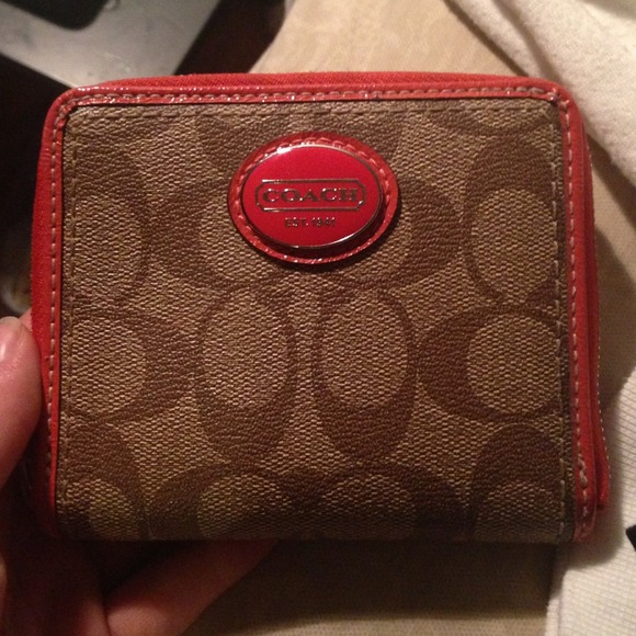 REDUCED Orange leather coach wallet