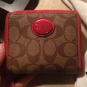 REDUCED Orange leather coach wallet