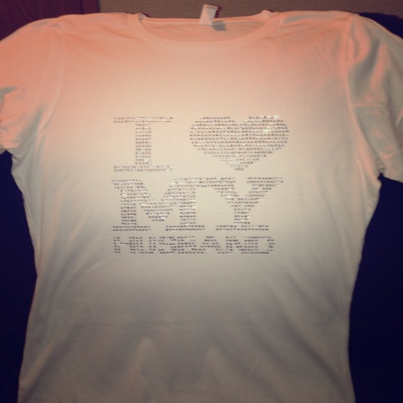 ❎Sold❎I ❤ my husband with rhinestones