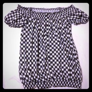 Checkered Off the Shoulder Top