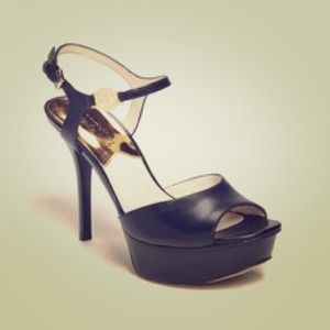 Michael Kors Brayson Medallion Peep Leather Pump