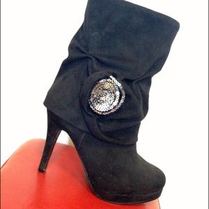 Slouched faux suede boots