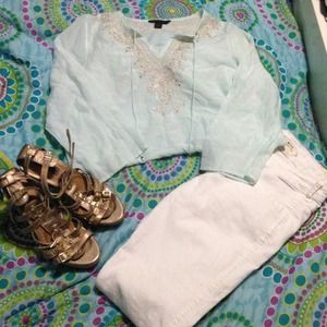 Embellished turquoise tunic from Express