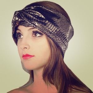 Gold Saturn Snakeskin Twist Turban Headband Wrap