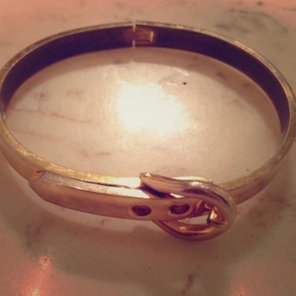 Gold tone belt buckle bracelet
