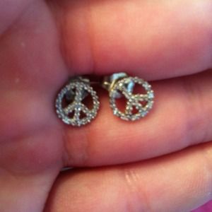 Diamond peace sign earrings never been worn