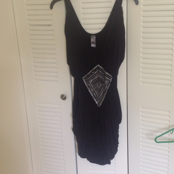 A really cute black comfy dress with rhinestones
