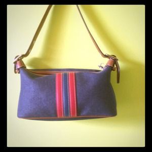 Jean and red coach purse