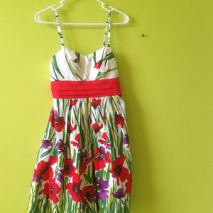 Red flowered sundress.