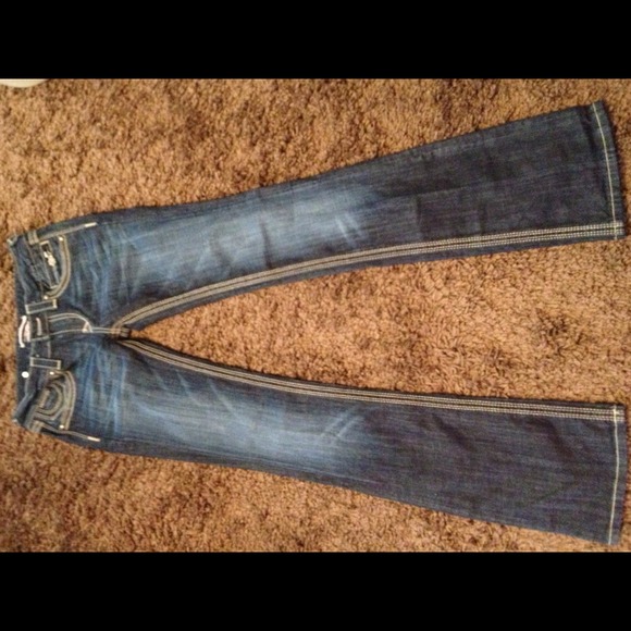 Express Rerock thick stitch jean in barely boot