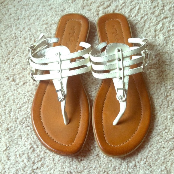 White sandals, only been worn once!