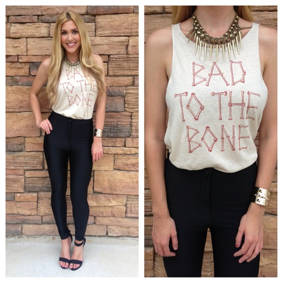 Bad To The Bone tank in taupe
