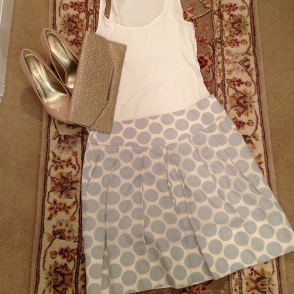 Blue and white BR polka dot skirt