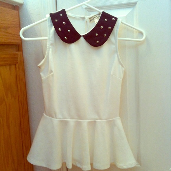 Studded collar peplum top
