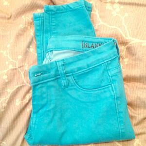 Blank NYC turquoise skinny jeans