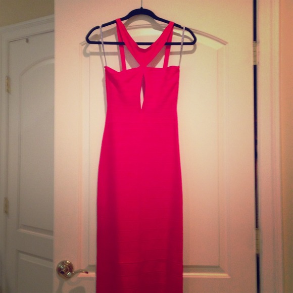Herve leger cherry red gown