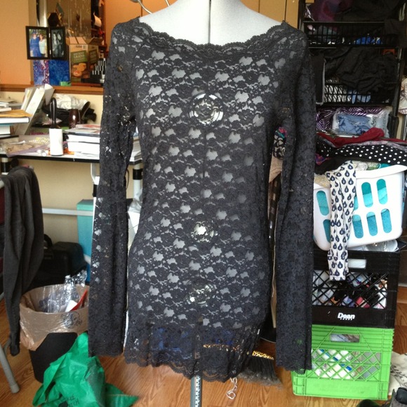 Free people black lace top