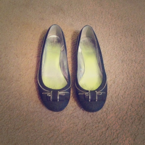 denim zipper flats