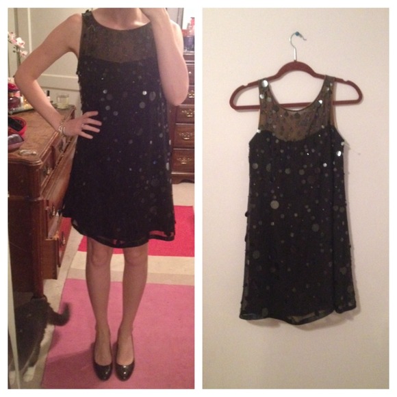 ❌SOLD❌Nanette Lepore Black & Sequin Dress Sz 2 - Picture 3 of 4