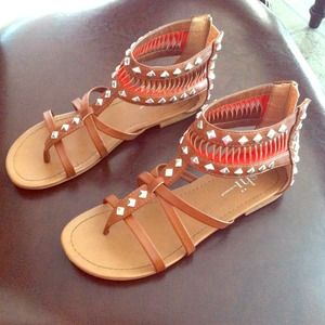 Sandals by Shi. Brown and Orange. Hardly worn