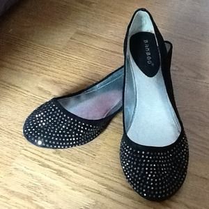 Black velvet sparkly ballet flats